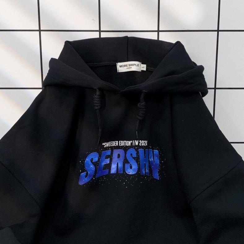 Áo Hoodie Tay Dài Sershy Vải Nỉ Bông Form Rộng Ulzzang Unisex( Hàng Sẵn)