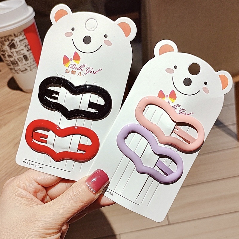 Kẹp tóc mái, kẹp tách trái tim 6cm sơn bóng nhiều màu sắc ngọt ngào