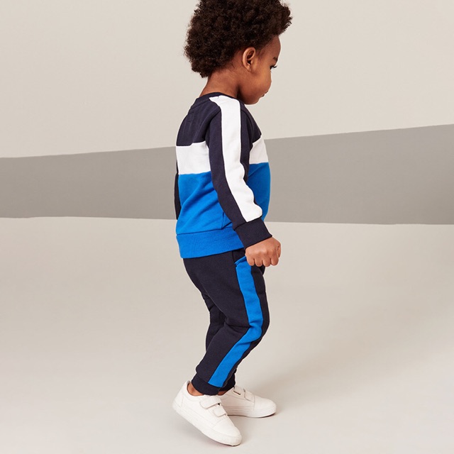 Bộ nỉ bông Little Maven xanh cô ban 2-7Y