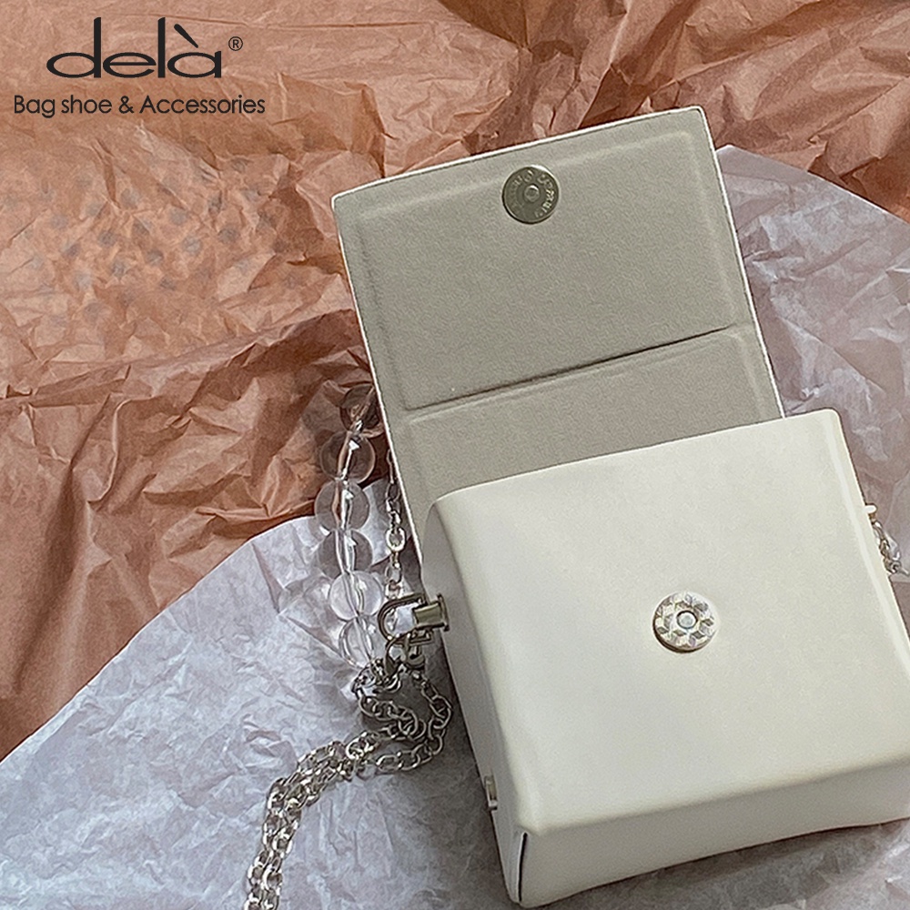 Dela Túi Đeo Chéo Hình Vuông Đính Ngọc Trai Giả Phối Dây Xích Thời Trang Mùa Hè Dễ Thương Cho Nữ 2022