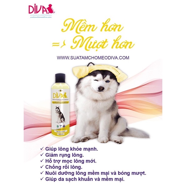SỮA TẮM DIVA cao cấp cho chó mèo khử mùi HIỆU QUẢ 260ML SIÊU THƠM NỨC MŨI