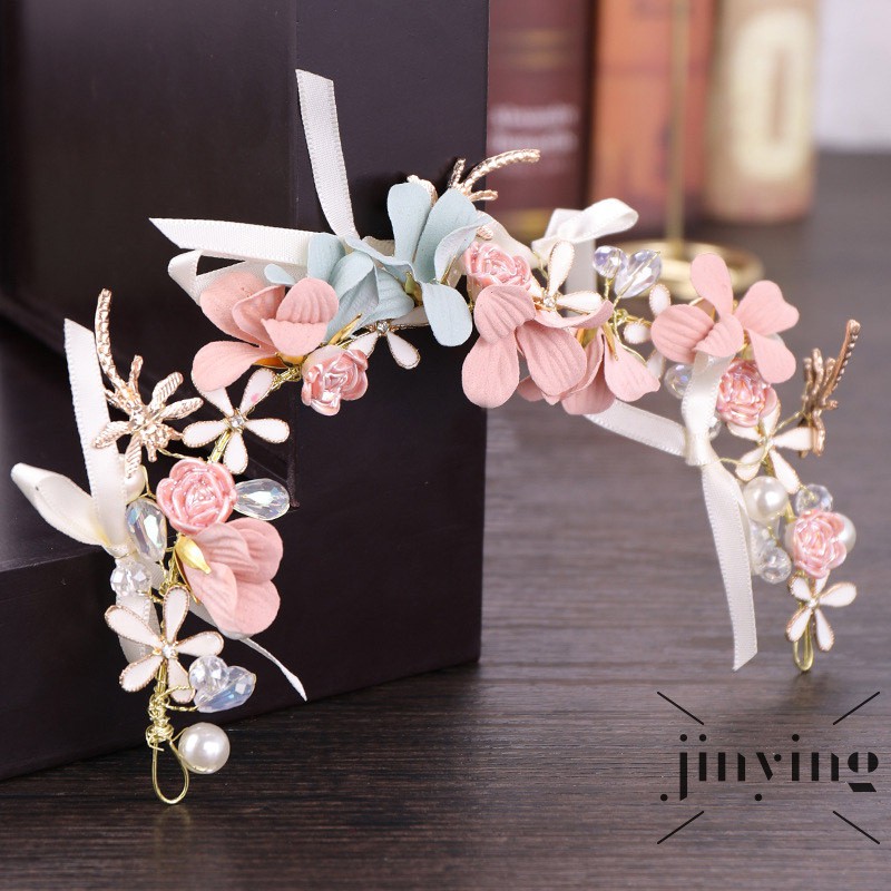 GETNOIVAS Vòng hoa đội đầu đính ngọc trai cho cô dâu dễ thương