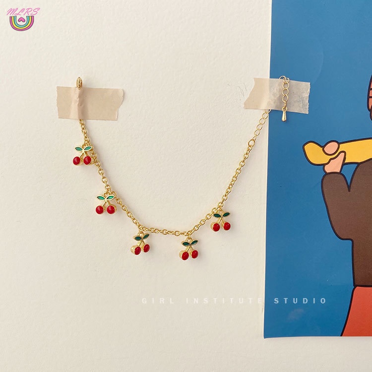 Vòng đeo tay mặt hình quả cherry dễ thương có thể điều chỉnh cho nữ