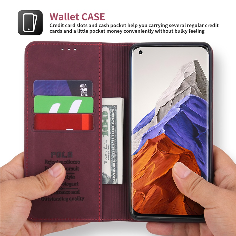 Bao Da Điện Thoại Nắp Lật Nam Châm Có Ngăn Đựng Thẻ Cho Xiaomi POCO X4 X3 GT M4 M3 Pro NFC Redmi 10 C A Note11 s Pro Vỏ