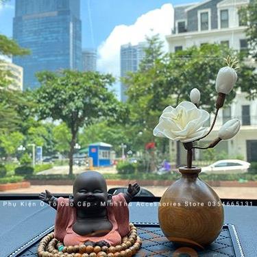 Tượng phật cùng mộc liên hoa, phật gốm mix đài sen trắng