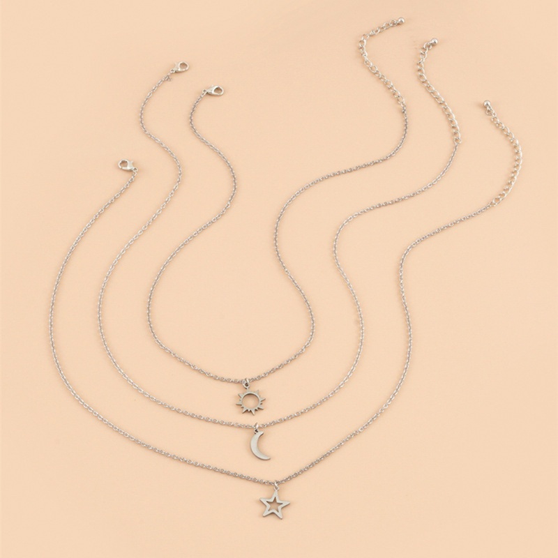 Vòng cổ Tình Bạn Mặt Trời Và Ngôi Sao Bằng Thép Không Gỉ Cho Tuổi Teen