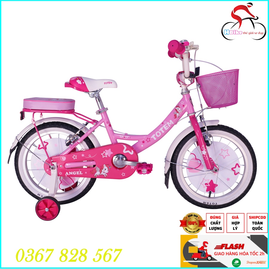 Xe Đạp Cho Bé Gái Totem Angel, Thời Trang, Xinh Xắn. Xe Đạp Cho Bé Từ 2 Tuổi. Cam Kết Hàng Chính Hãng.