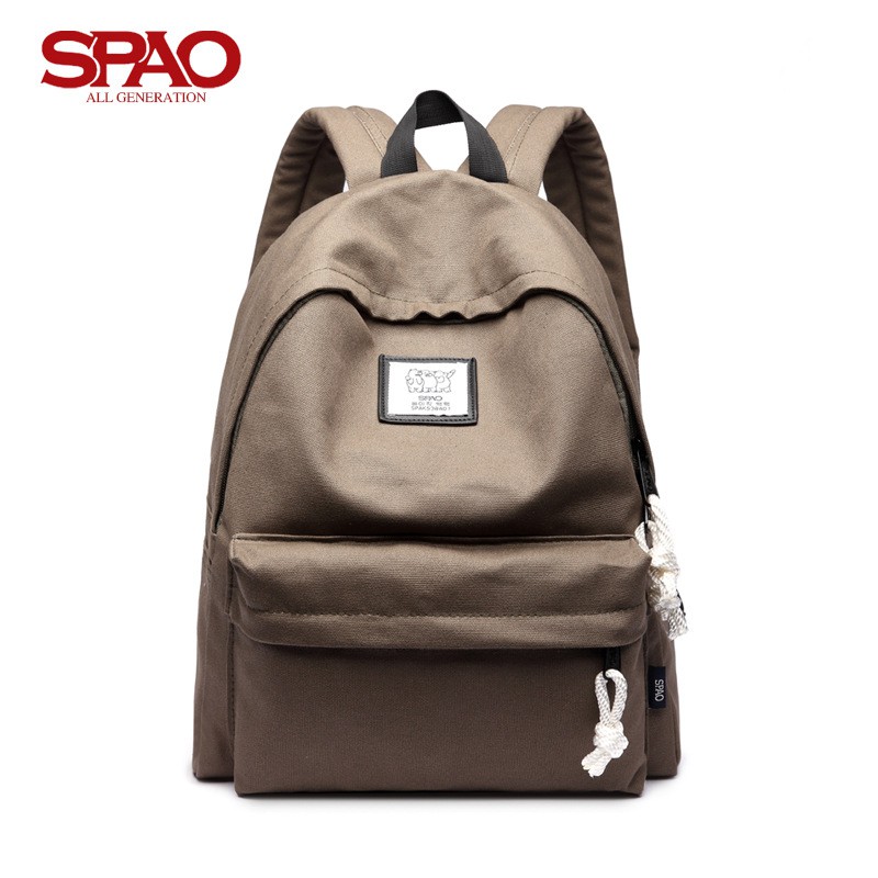 SPAO Women's canvas backpack Korean version of the simple tide college student bag