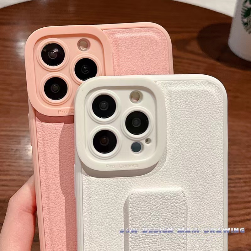 Ốp Điện Thoại Da Mềm Chống Sốc Có Quai Đeo Cổ Tay Gấp Gọn Đơn Giản Sang Trọng Cho iPhone 13 12 11 Pro MAX X XS MAX XR 7Plus 8Plus 3D