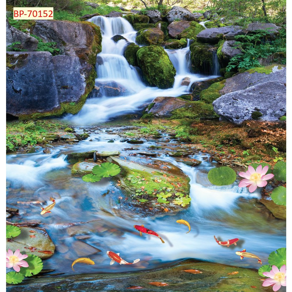 Tranh 3d thác nước chảy trong lành thác nước cao, hùng vĩ và đẹp vào bậc nhất