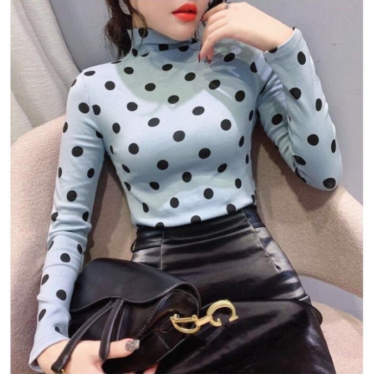 ❤️ Áo Giữ Nhiệt Nữ, Áo Thun Nữ Dài Tay Họa Tiết Nhiều Màu Cổ 3 Phân Chấm Bi, Vằn ❤️