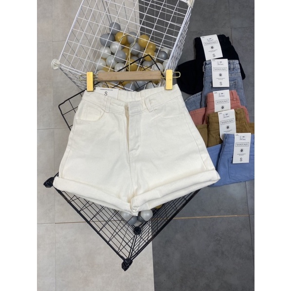Quần short bò trơn vấn gấu, Quần đùi jean nữ cạp cao QS6868 - NhiNhi Shop | BigBuy360 - bigbuy360.vn