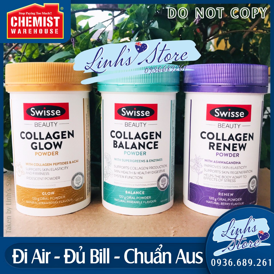 120g 💗 Swisse Beauty Collagen Glow / Balance / Renew Powder 💙 Chemist Warehouse (có sẵn thìa đong)