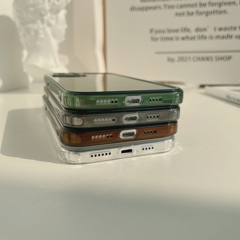 Ốp Điện Thoại Trong Suốt Màu Xanh Lá / Nâu Cho Iphone 14 PRO MAX