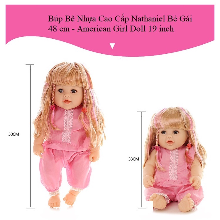 Búp Bê Bé Gái Tái Sinh Nhựa Mềm Cao Cấp Nathaniel  48 cm 19 inch Mô Hình Búp Bê Tiền Sản Silicone Vynil Reborn doll