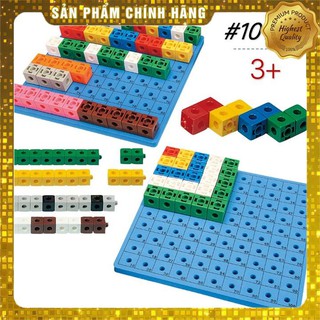 Hộp Gigo toys Gạch vuông xếp hình 2cm và Bảng cắm gạch vuông 100 miếng ghép nhiều màu 1017C & 1163