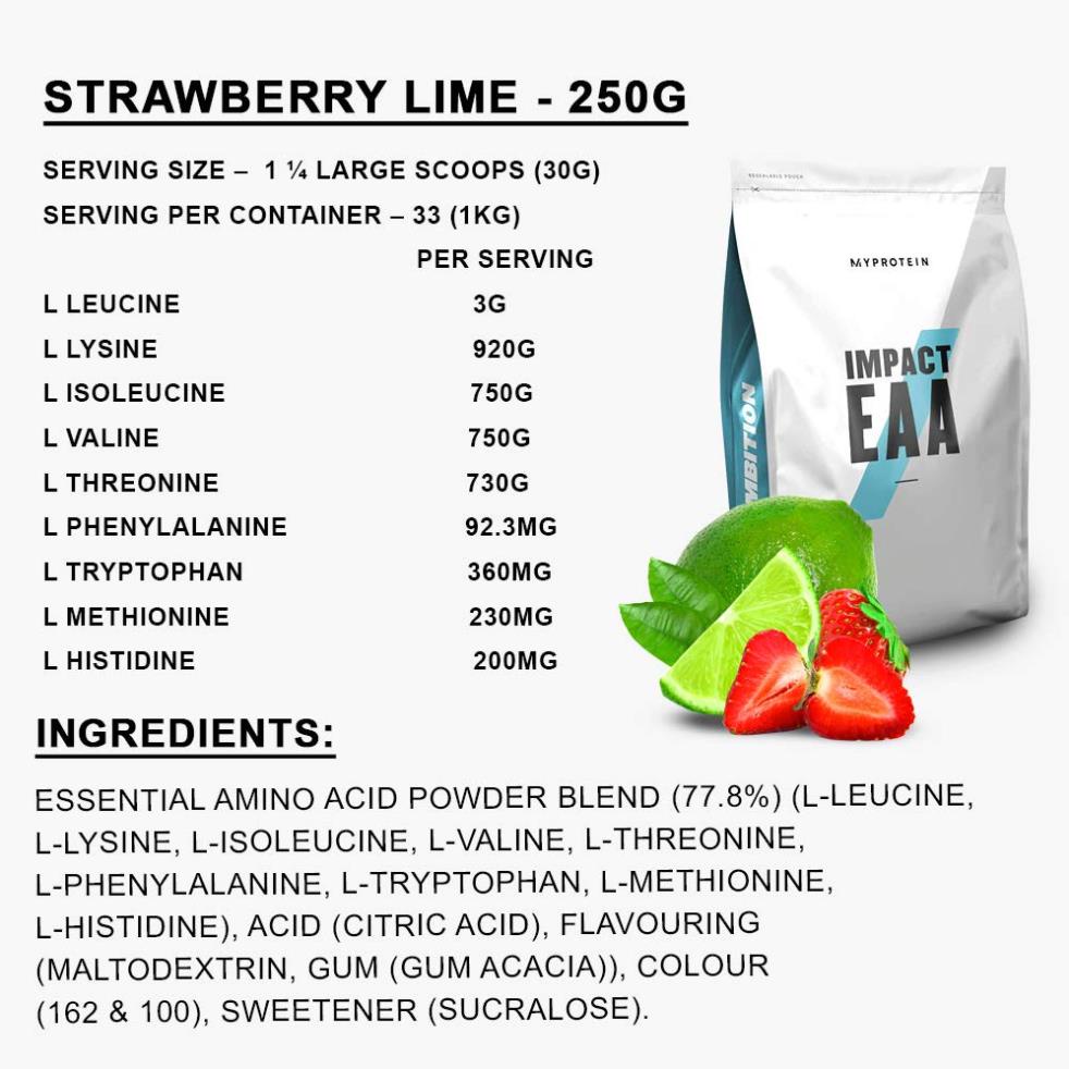 [GIÁ TỐT NHẨT] MYPROTEIN EAA 250 GRAM | Bổ Sung Axit Amin Phục Hồi Và Phát Triển Cơ Bắp