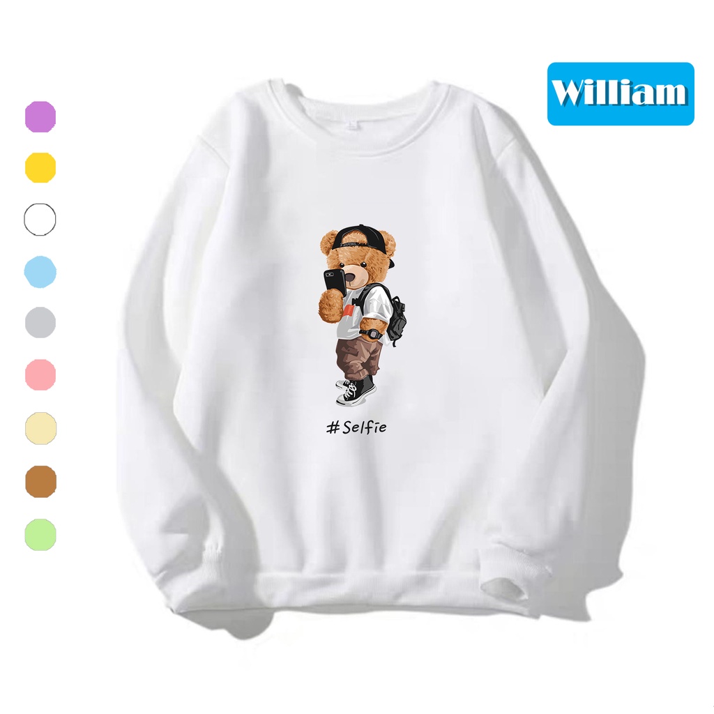 Áo sweater nam nữ in hình Gấu cực cute chất nỉ dày dặn, hợp làm áo cặp William - DS185
