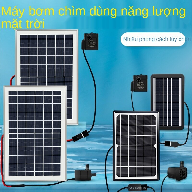 Máy bơm nước usb năng lượng mặt trời, bộ lọc bể cá rùa nhỏ, chu trình lặn, làm mát, thủy canh, ống dẫn nước tre