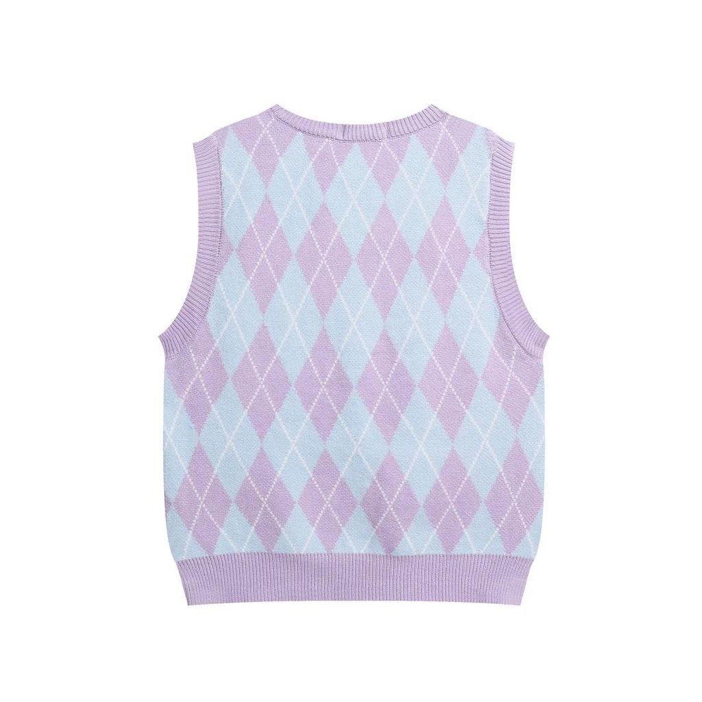 CÓ SẴN Áo gile len thỏ tím pastel siêu xinh