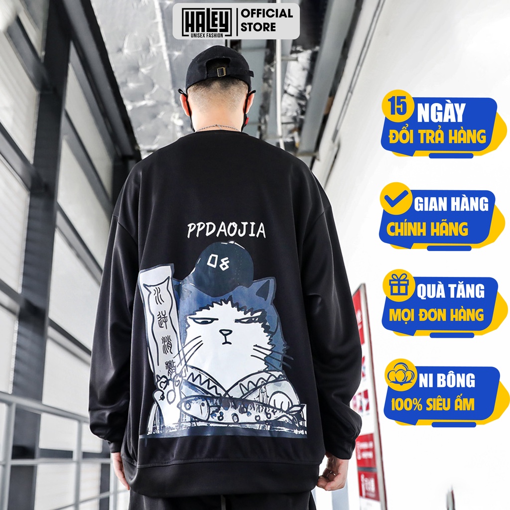 Áo Sweater Nam Nữ unisex PpMeo HALEY phong cách Hàn Quốc cá tính, Chất nỉ bông đẹp mã HD119 Nỉ Bông Nam Nữ