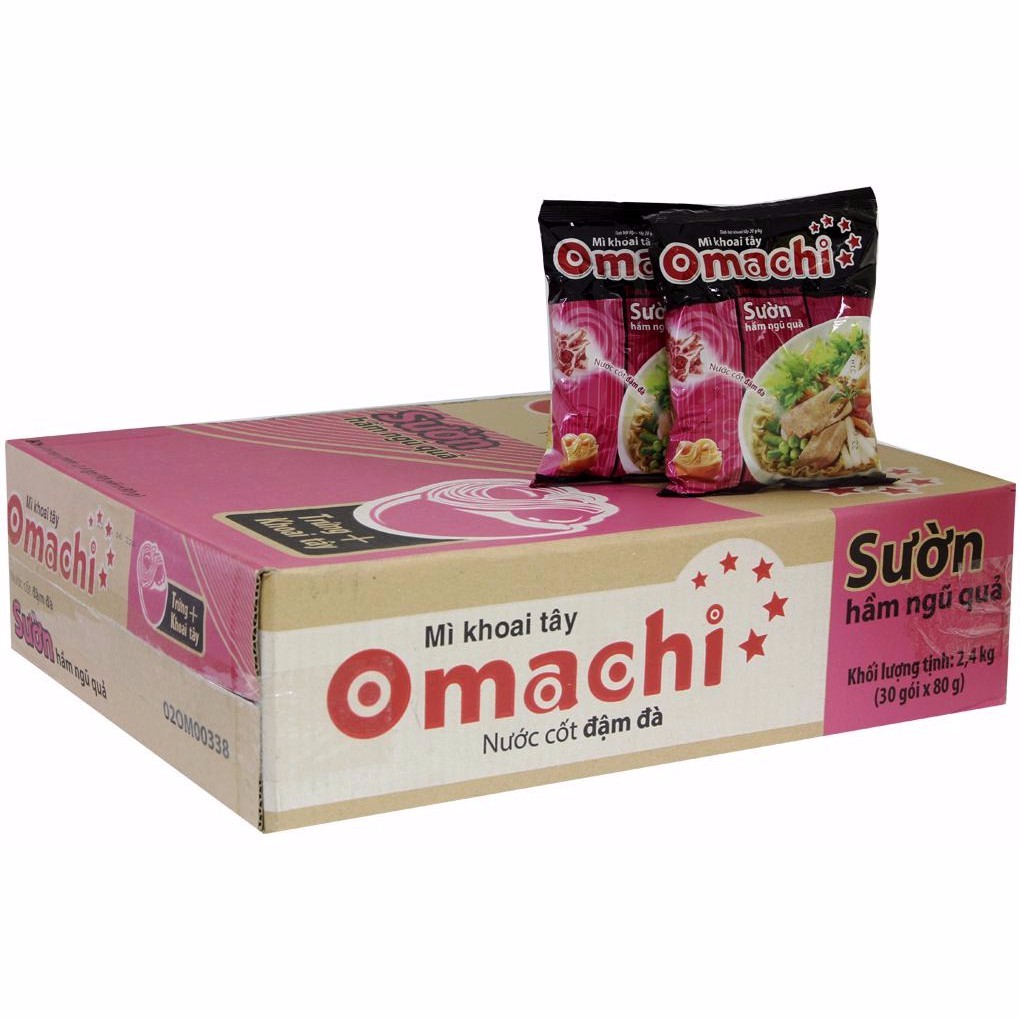 Thùng mì Omachi Sợi khoai tây 30 gói x 80g