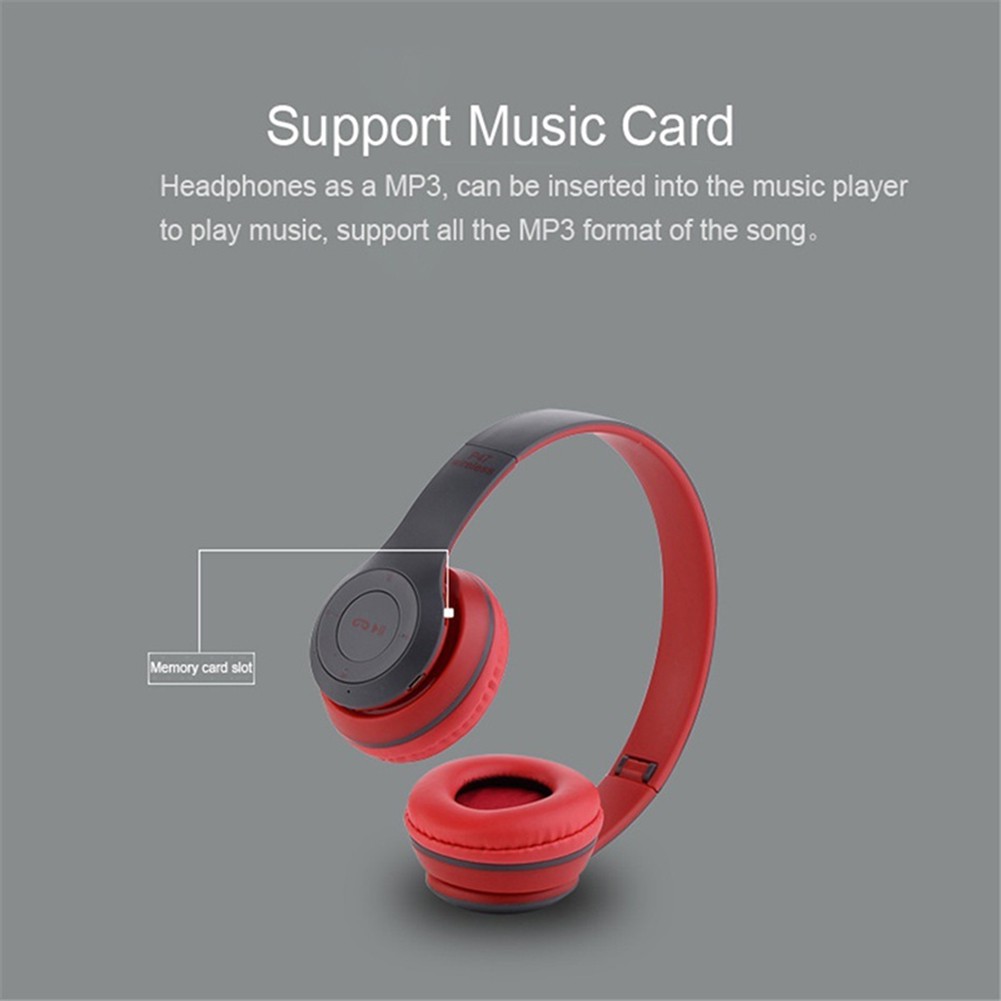 Tai nghe bluetooth không dây Thẻ TF / Đài FM stereo Máy nghe nhạc Mp3 có thể gập lại cho Tai nghe Xiaomi có dây kết nối