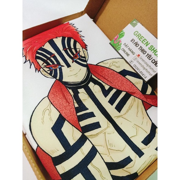 Áo Thun In Hình Akaza Kimetsu no Yaiba Demon Slayer  Vải Thái S400 Greenshopct