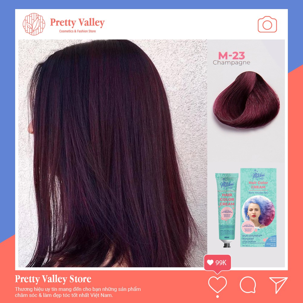 Thuốc nhuộm tóc màu tím vang MOLOKAI, thuốc nhuộm tóc chứa collagen tảo biển siêu dưỡng - Pretty Valley Store