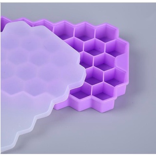 Khuôn đá có nắp đậy (khay làm đá có nắp đậy), silicon, nhỏ - hình tổ ong