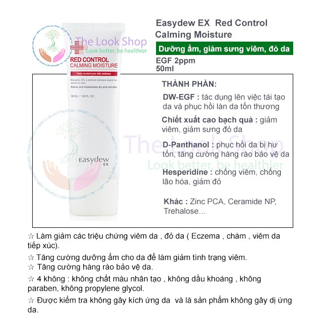EasydewEX- Kem EGF dưỡng ẩm làm dịu da sưng đỏ, hồi phục da trứng cá- Easydew EX Red Control calming moisture 50ml