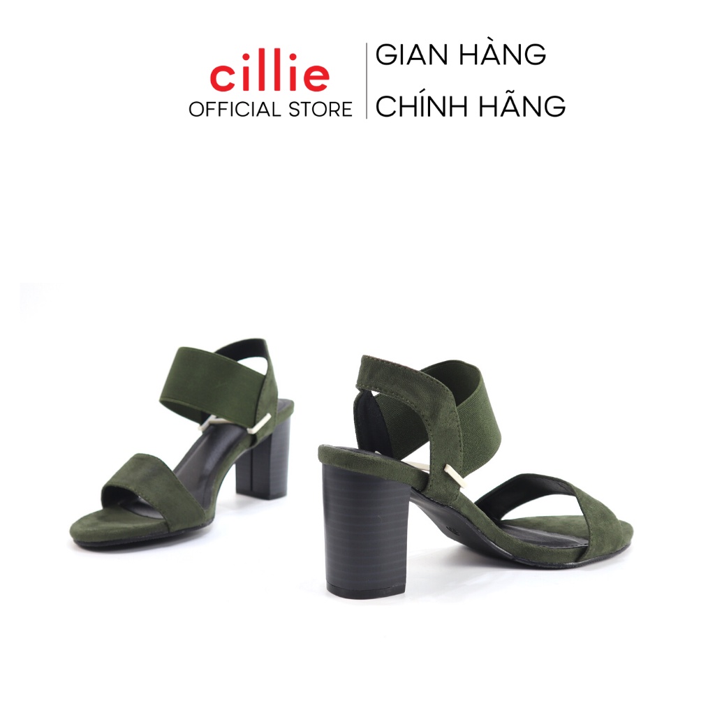 Giày sandal nữ quai ngang basic phối  mới lạ thời trang gót trụ 7cm đi làm đi chơi dạo phố Cillie 1010