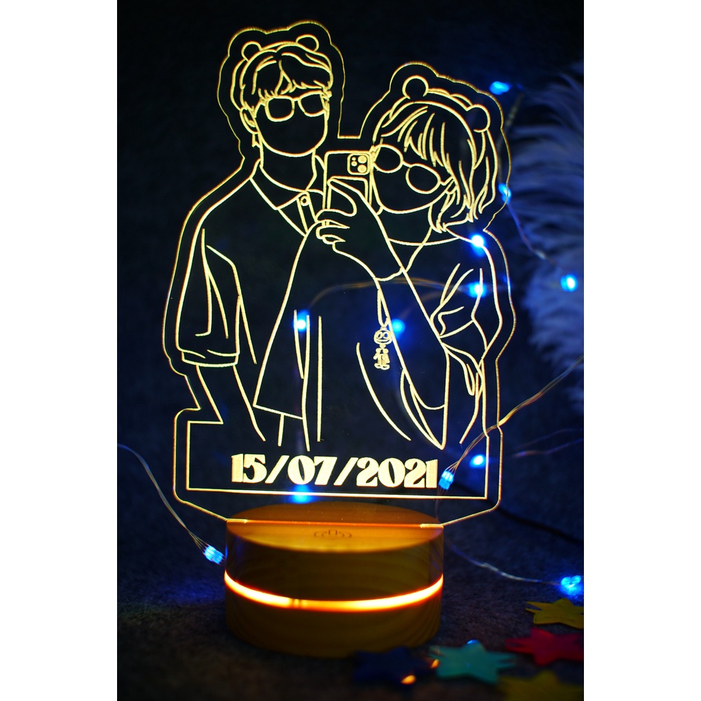 Đèn Khắc Hình Thegioipuzzle Theo Yêu Cầu Trang Trí Decor Phòng, Quà tặng valentin, noel, ngày lễ