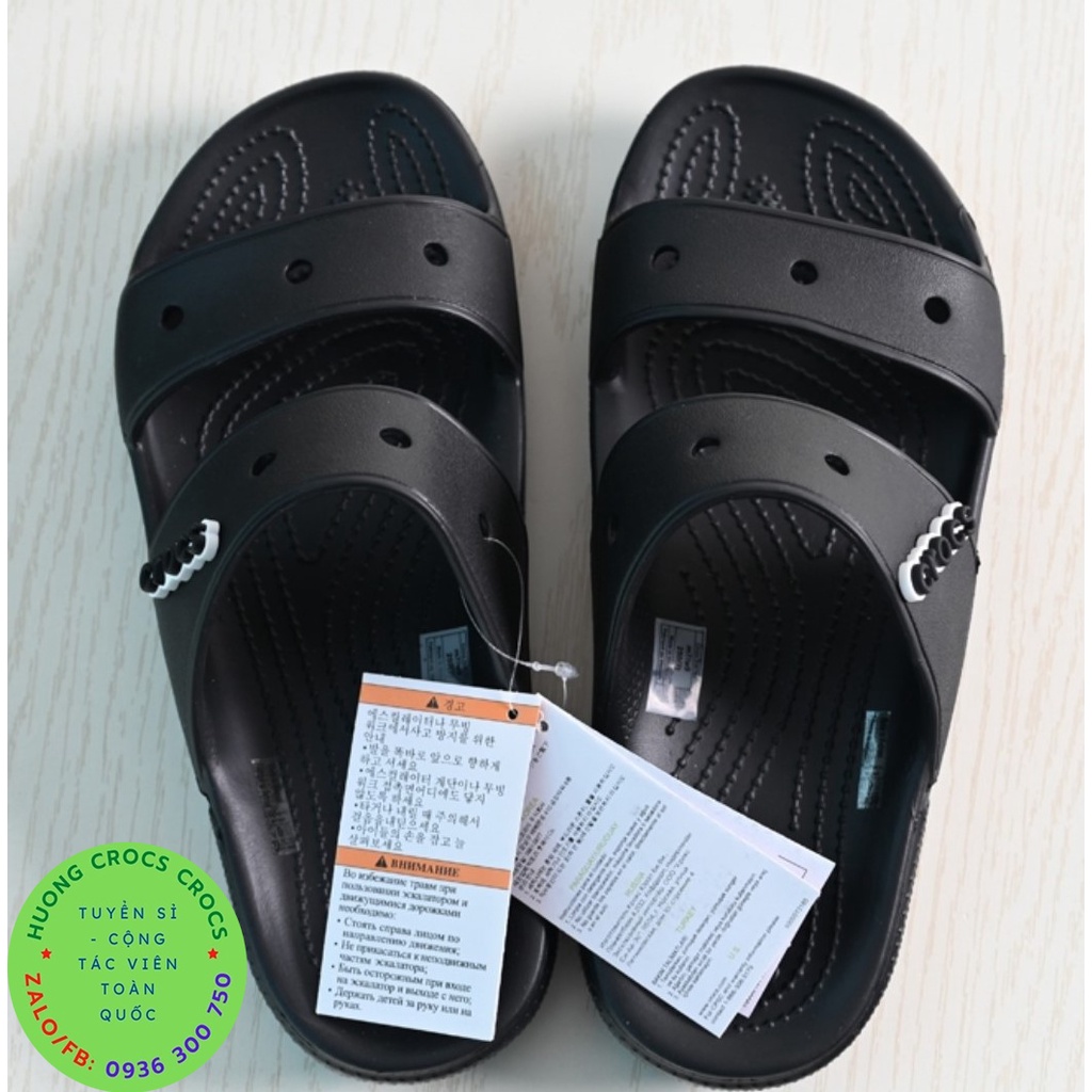 DÉP LÊ 2 QUAI NGANG CROCS BAND CLASSIC MÀU ĐEN CHO CẢ NAM VÀ NỮ HÀNG CHUẨN XỊN FULL BOX