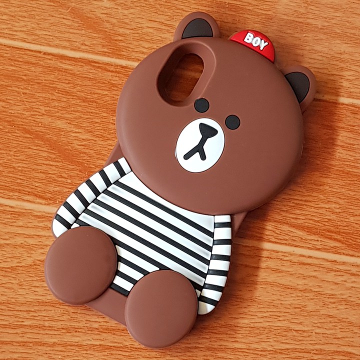 Ốp Lưng iPhone X Gấu Mập 3D Brown Mặc Áo Cao Cấp
