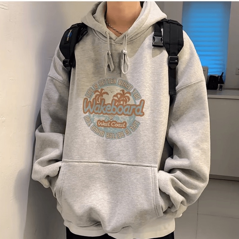 Áo hoodie Dáng Rộng In Chữ Phong Cách Hàn Quốc Thời Trang Cho Nam