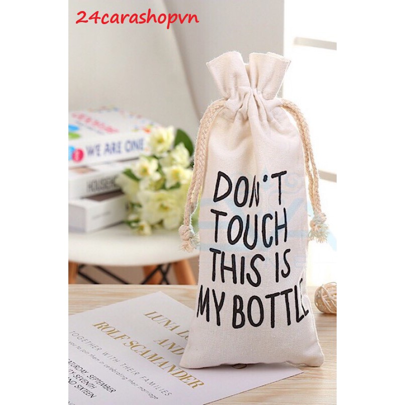 [Hàng có sẵn] Túi vải canvas in chữ dây rút dùng đựng bình nước My Bottle - Màu như hình