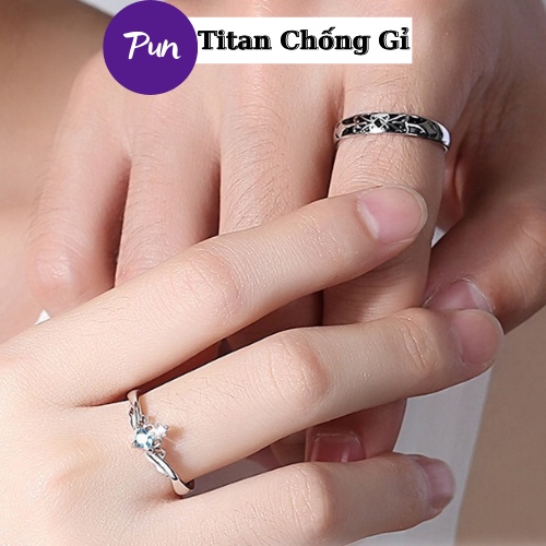 Nhẫn đôi nam nữ MẠ BẠC mẫu MỚI NHẤT Free Size kiểu dáng uyên ương - Nhẫn Đôi King &amp; Queen