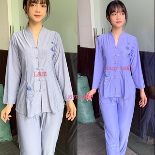 Đồ bộ đi chùa. Áo lam phật tử . Mẫu thun balai tim