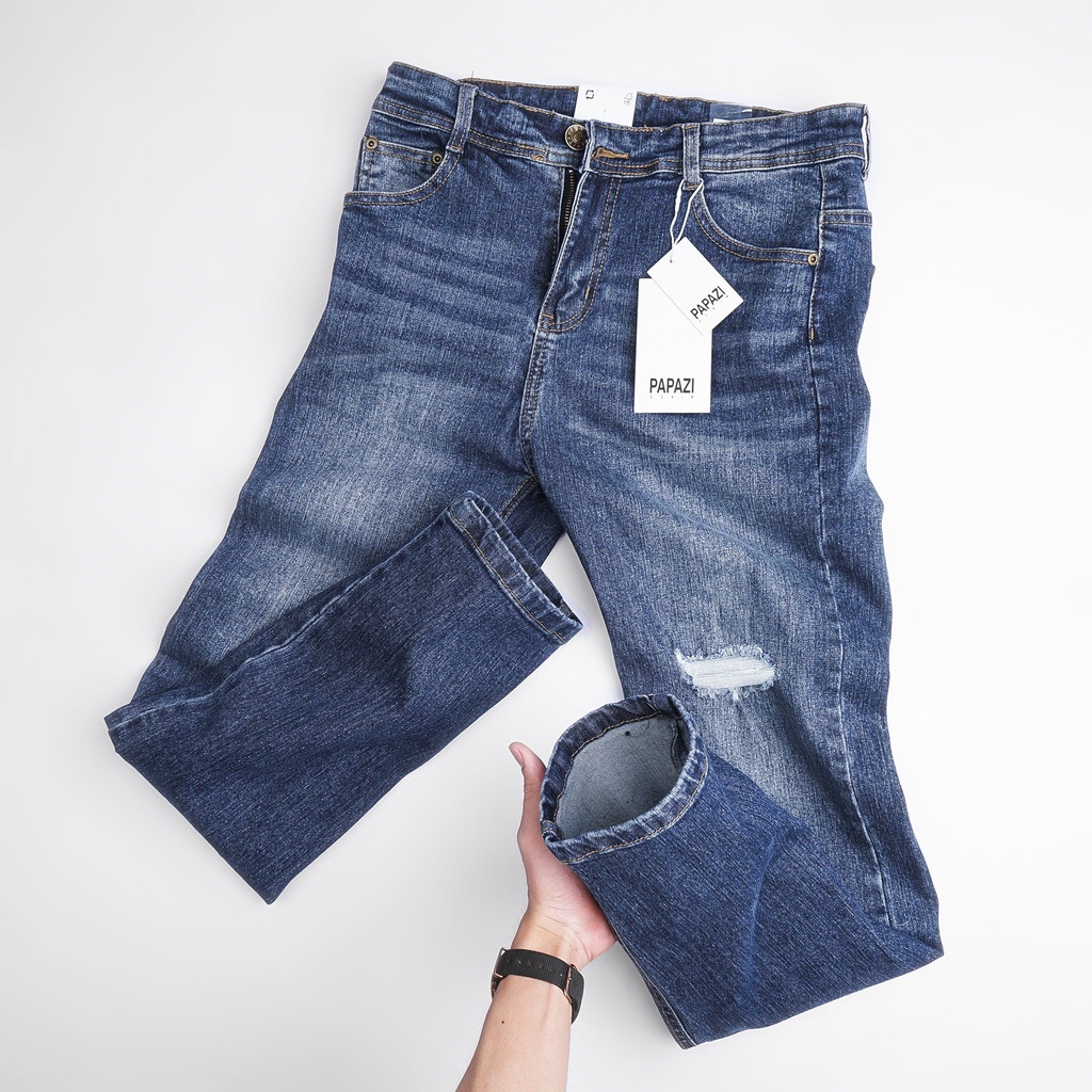 𝐐𝐮𝐚̂̀𝐧 𝐉𝐞𝐚𝐧𝐬 rách nhẹ - Quần bò nam co giãn dễ phối đồ, phong cách 2021 - Thời trang nam PAPAZI | BigBuy360 - bigbuy360.vn