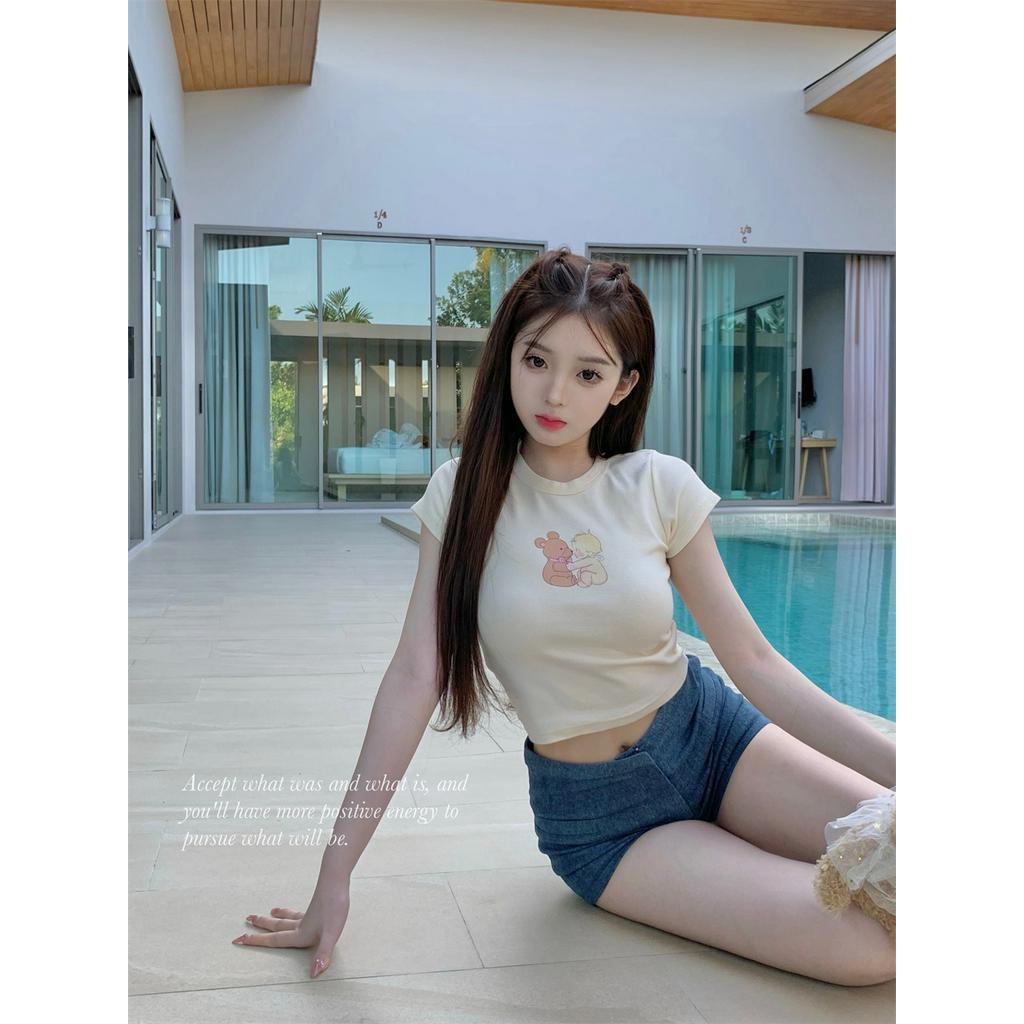 Áo Thun Tay Ngắn Hở Vai Chất Liệu cotton Thời Trang Mùa Hè Quyến Rũ Cho Nữ