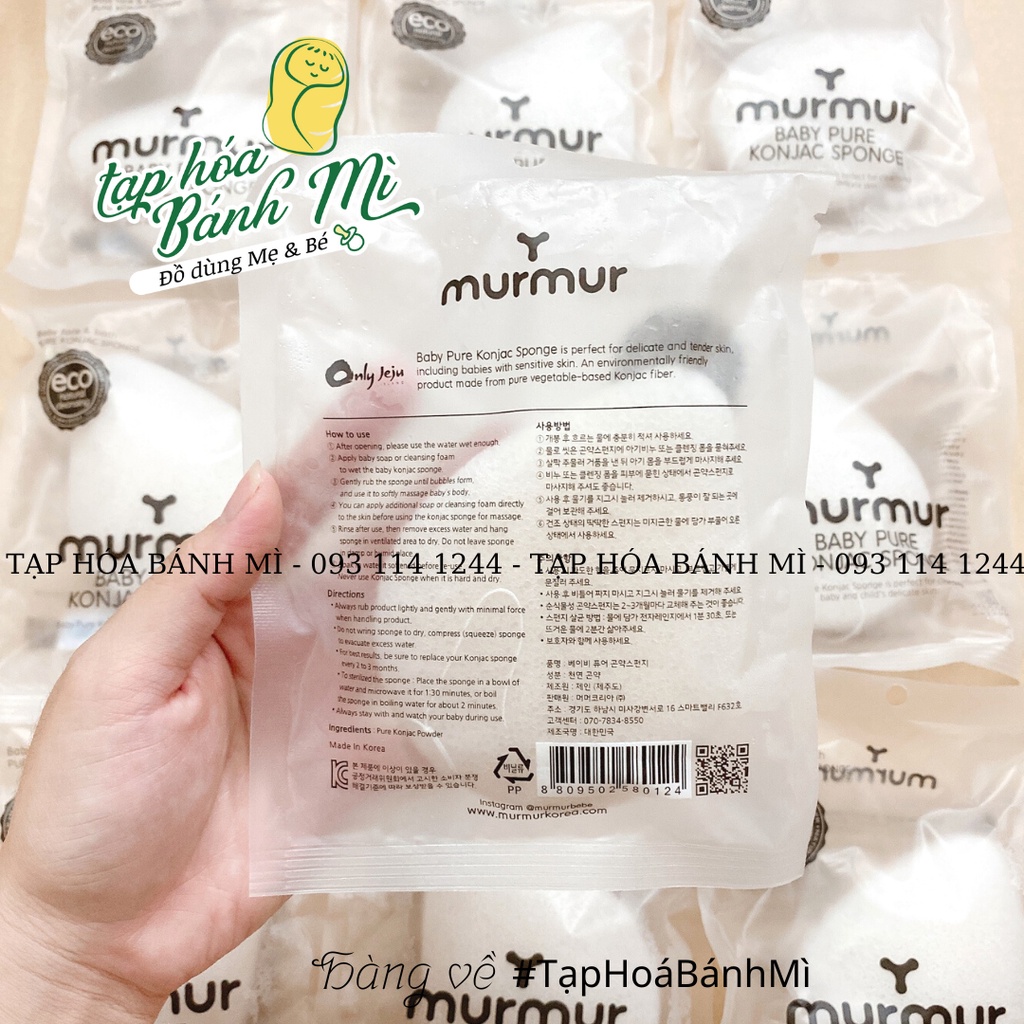 Bông tắm hữu cơ Murmur Hàn Quốc cho bé (lẻ và set)