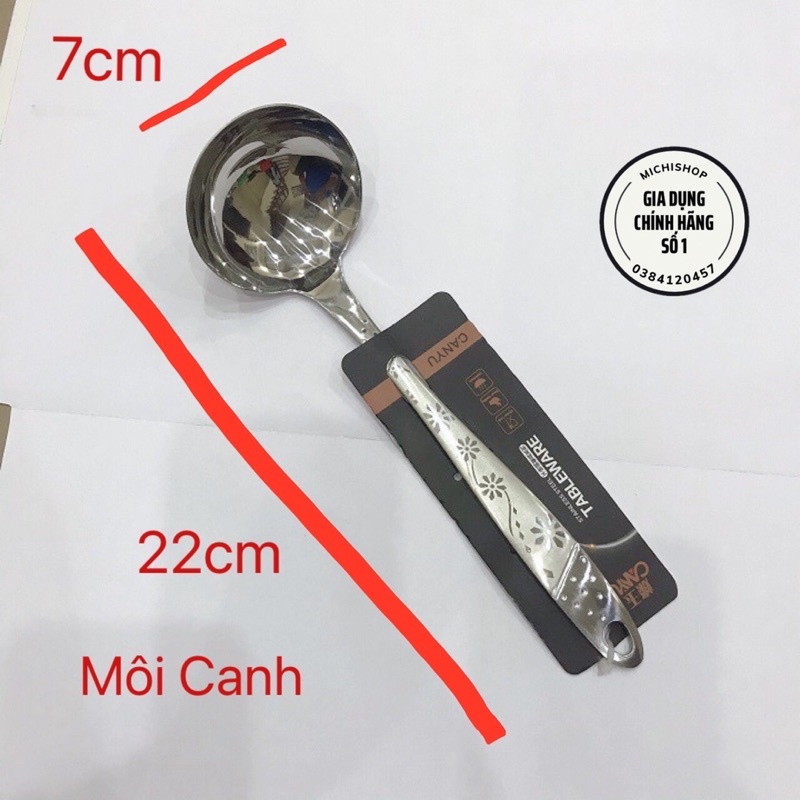 Bộ Muôi Múc Canh, Xẻng Xào Inox 304 Cao Cấp Họa Tiết Cán Hoa
