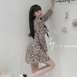Đầm voan tơ dáng ngắn hoạ tiết da beo✌️