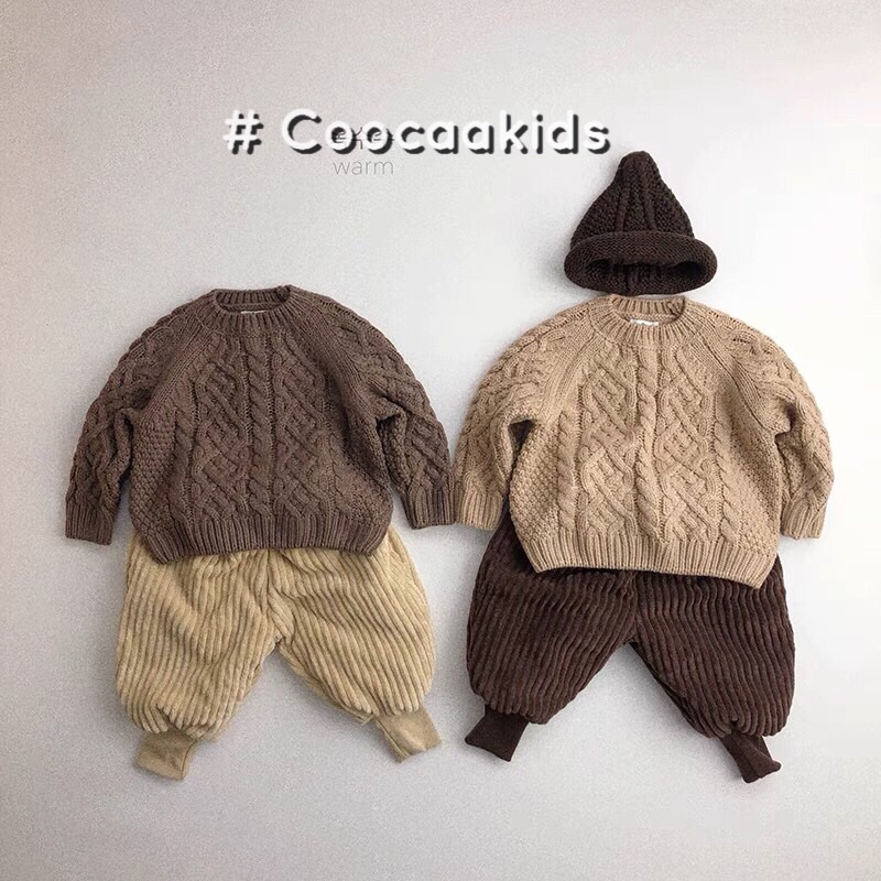 Áo len thừng Hàn Quốc phù hợp bé gái bé trai size 80-130
