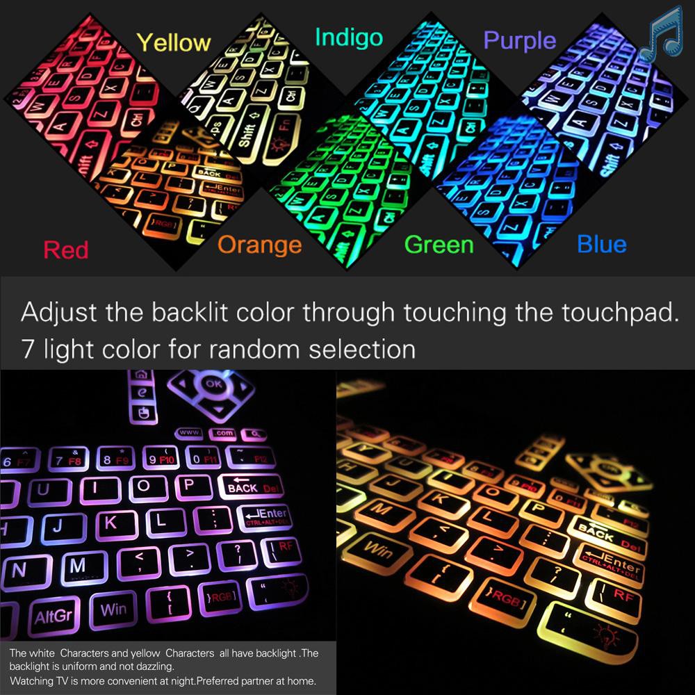 BY Q9 2.4G RF Wireless Keyboard Mouse Combo Handheld Remote Control w/ Touchpad Colorful LED Backlight for Android TV BOX Smart TV HTPC Tablet PC Smartphone