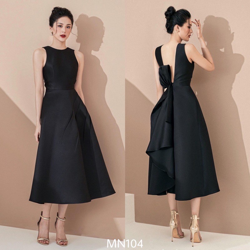 Đầm dự tiệc đầm sang trọng đầm dáng xoè hở lưng nơ Taffeta cao cấp - MN104 - Đầm Váy Mina | BigBuy360 - bigbuy360.vn