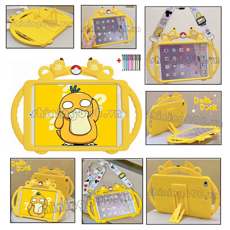 For Samsung Galaxy Tab A8 10.5 2021 SM-X200 X205 Psyduck Pattern Soft Silicone Case With Stand Cartoon Shockproof Tablet Cover