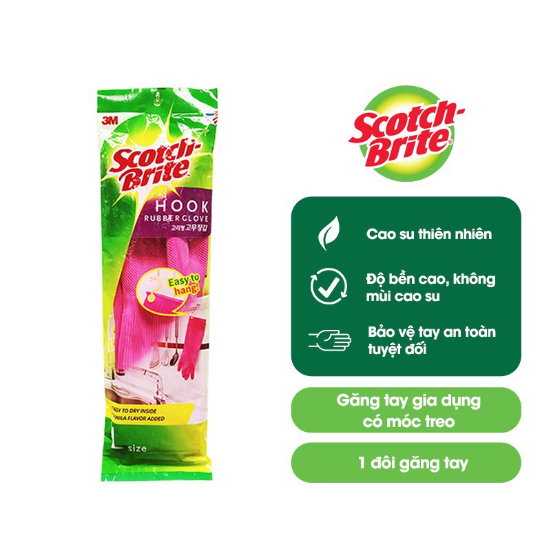 Găng tay đa dụng rửa chén có móc treo Scotch-Brite 3M có móc treo chính hãng