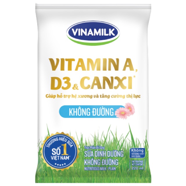 SỮA VINAMILK CÓ ĐƯỜNG/ KHÔNG ĐƯỜNG/ DÂU/ SOCOLA TÚI 220ML